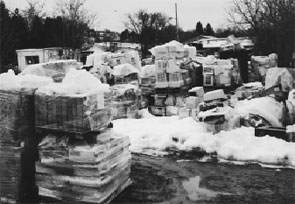 Electonic equipment stockpiled at Waste Management and Recycling Products, Schenectady.