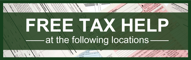 Free tax help at the following locations