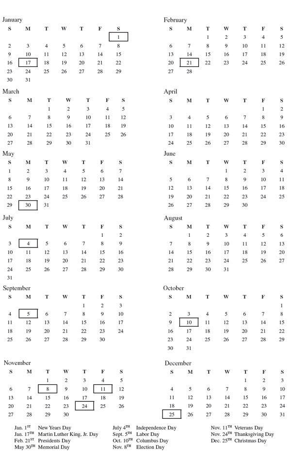 2005 Claendar