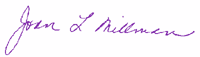 Assemblymember Joan L. Millman's signature