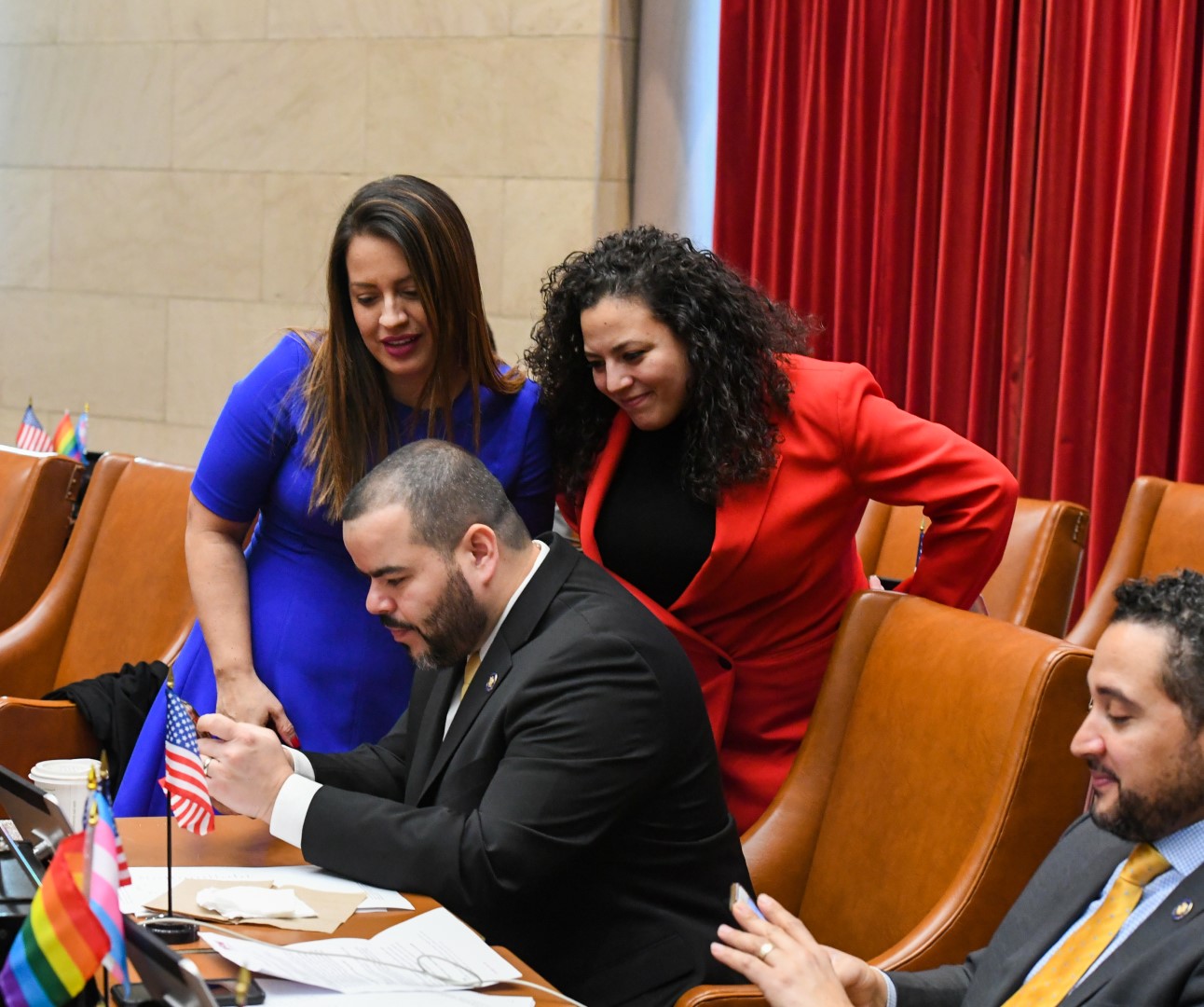 Assemblywoman Cruz getting ready for session to start.