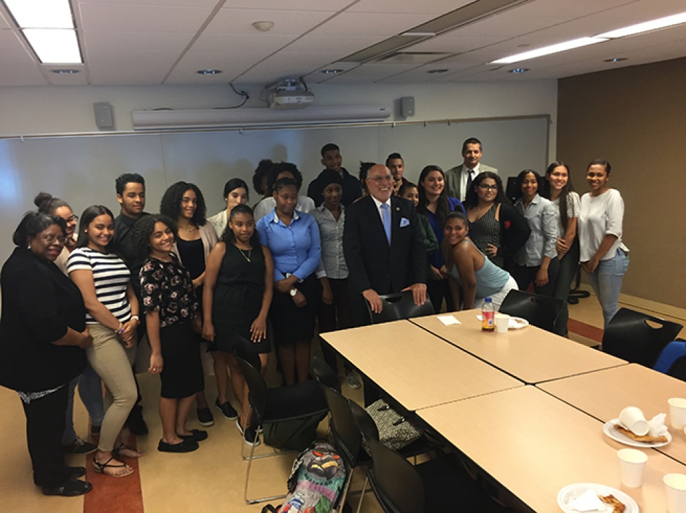 Assemblyman Michael Benedetto meets with students of Mercy College to discuss college accessibility, college courses, financial aid and student assistance as well as the importance of furthering educa