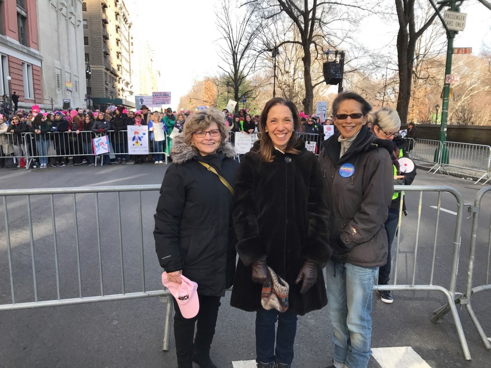 Assemblywoman Amy Paulin attended the 2018 Women's March in Manhattan with staff member Nancy Fisher and former staffer Susie Rush.