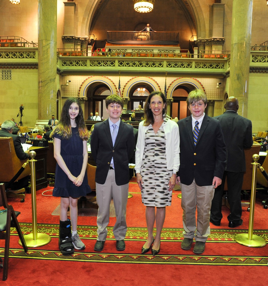 Amy Paulin celebrates the winners of her “There Ought to Be a Law” essay contest for middle school students in the 88th Assembly District.