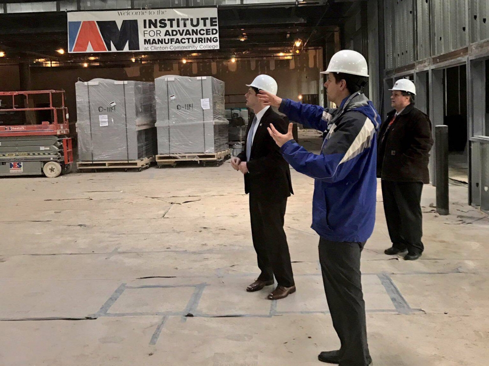 In March 2017, Assemblyman Jones toured the construction of the Institute for Advanced Manufacturing at Clinton Community College.