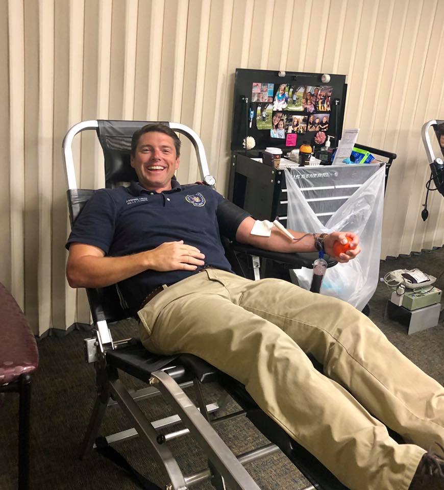 Assemblyman Billy Jones donates blood as part of his third annual North Country Blood Drive.