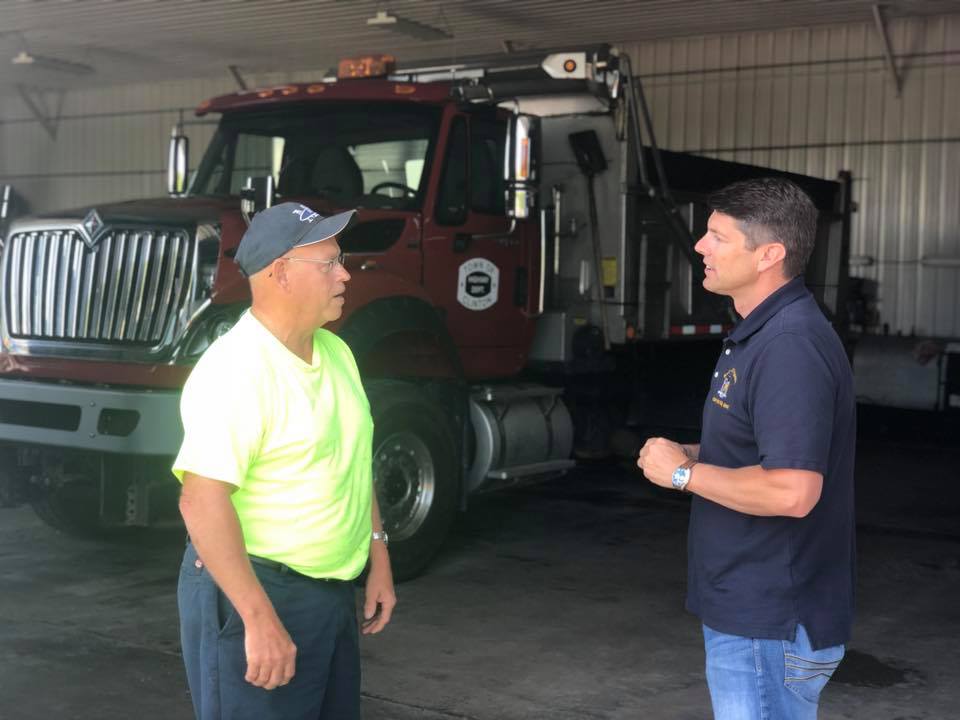 Assemblyman Billy Jones tours the highway garage in Town of Clinton as part of his infrastructure tour in July 2019.