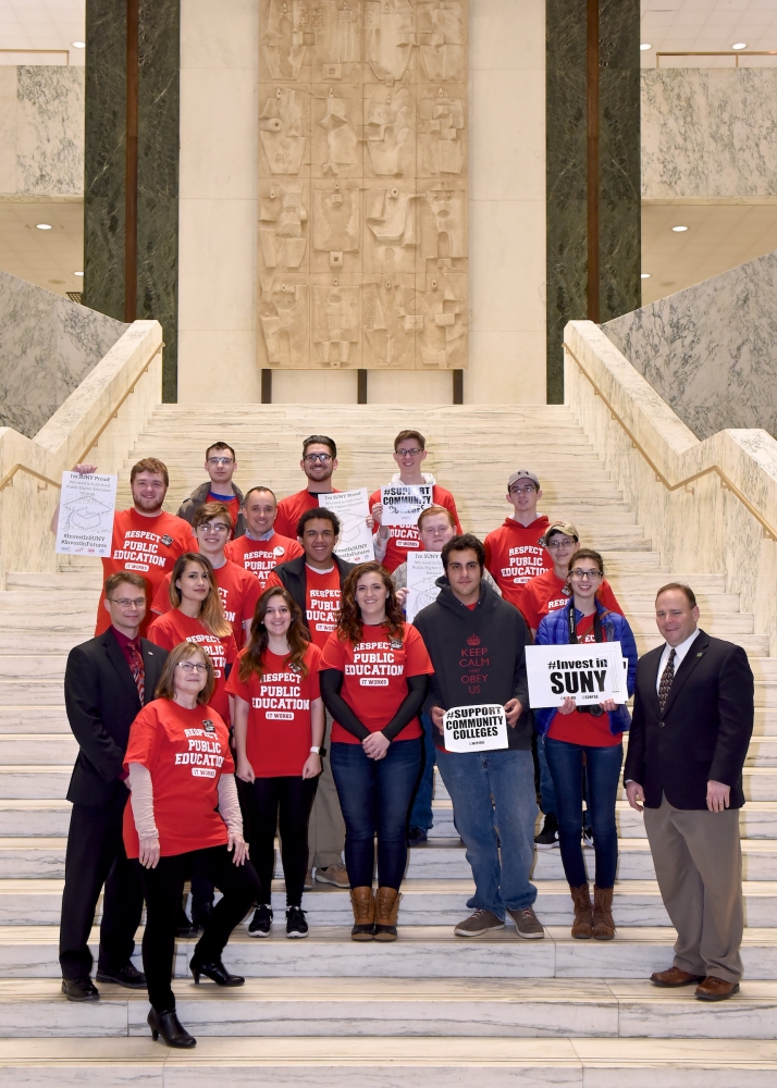 Assemblymen Friend and Palmesano with students from Corning Community College