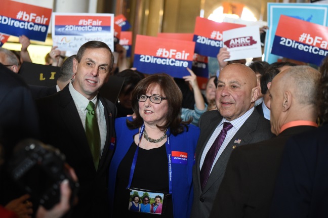 Assemblyman Robert Smullen (R,C,Ref-Meco) joins legislative leaders and Direct Care advocates at the State Capitol on March 25, 2019