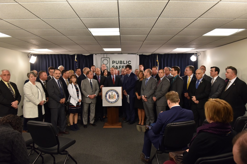 Assemblyman Robert Smullen standing with fellow Minority legislators, senators and Congressman Tom Reed