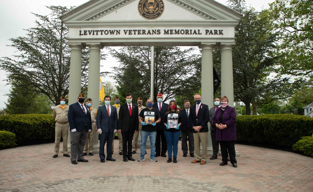 Assemblyman John Mikulin (R,C,I-Bethpage) joined (from left to right) Kerin Howard; Commander Peter Stasinski, VFW Post 9592; Robert Spicer; Nassau County Legislator John Ferretti; Joseph Donarumma; Mikulin; Mark Dennington; Armando Fuentes; Town of Hemps