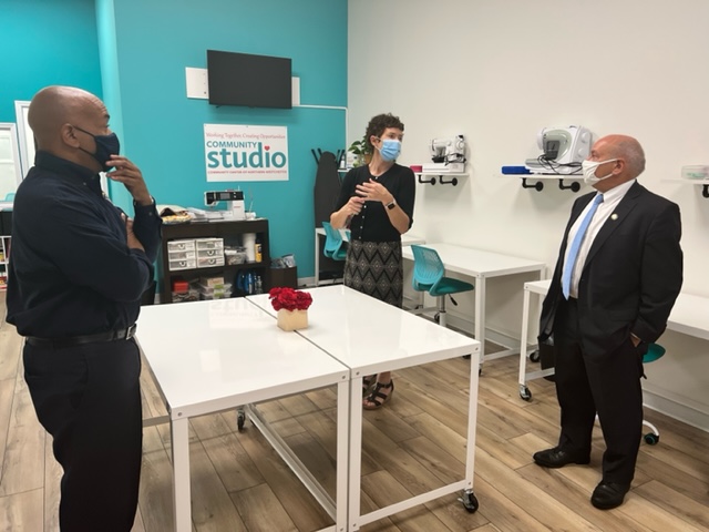 Pictured in the second photo with Speaker Heastie at the Community Center of Northern Westchester is (from left to right) Executive Director Clare Murray and Assemblymember Chris Burdick.